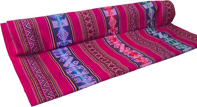 Lucio Fabrics Unique Native Peruvian Throw - Vibrant Colors Lightweight Durable - HomeYoga BeachCampingPicnicOutdoor Activities Thin Blanket 70'' x 47'' (Fuchsia Sacred Valley Weave)
