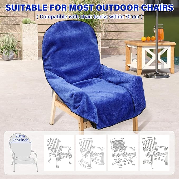 Reversible Cozy Seat Blanket Office Chair Blanket Polyester and Waterproof Oxford Fabric for Patio Camping Universal Fit for 90% Armchair Includes Drawstring(Blue)