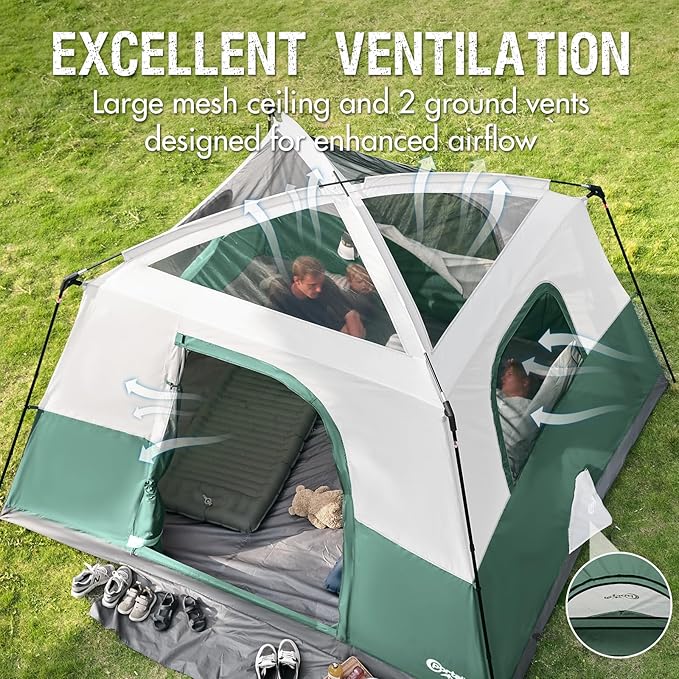 PORTAL 6 | 8 | 10 Person Family Camping Tent with Porch Big Family Camping Tent with Tall Height Good Ventilation Water Resitant Large Tent for Outdoor Camping Backyard