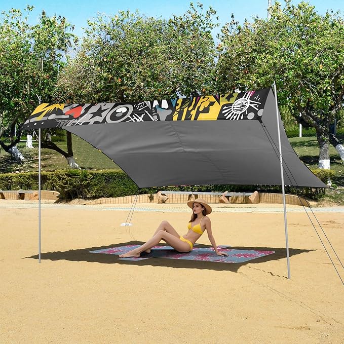 Camping Sun Shelters Punk Rock Graffiti Beach Canopy 126 * 110.2in