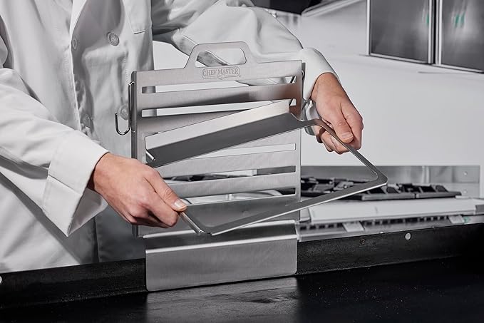 Chef Master Steam Pan Insert for Griddle Shelf Set – Fits 1/3 1/6 &amp 1/9 Steam Pans - Keeps Your Ingredients in One Place - Grill Accessories For Restaurants Diners &amp Food Trucks - Fits 90260