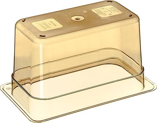 Carlisle FoodService Products Storplus High Heat Food Pan Chafing Pan with Spoonable Corners for Catering Buffets Restaurants High Heat Plastic 1/4 Size 6 Inches Deep Amber