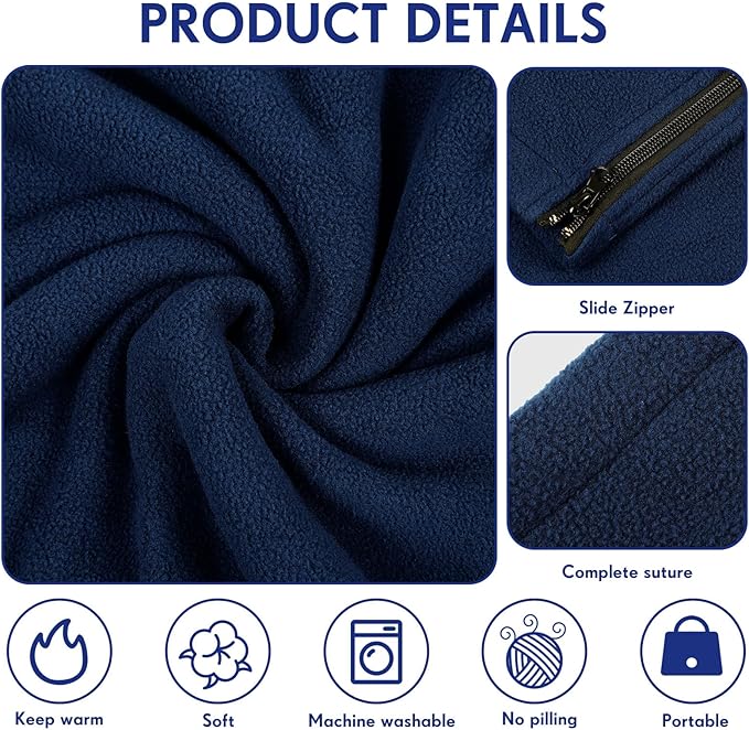 Mixweer 3 Pcs Fleece Sleeping Bag Liner for Adult Warm or Cold Weather 75 Adds 12 Degrees Fahrenheit More Warmth Zippered Camping Blanket Liner with Bag for Adult Travel