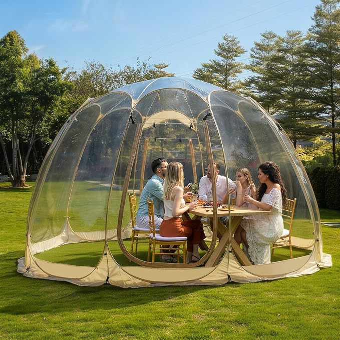15x15FT Pop Up Bubble TentClear Dome Tent for 10-15 PeopleCamping Shelter for Sports WatchingParties Stargazing