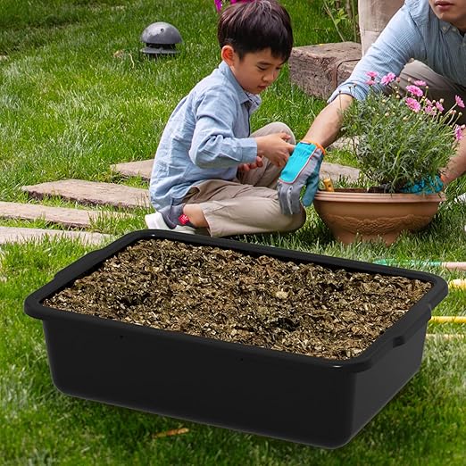 24 L Black Food Service Bus Tub Plastic Commercial Bus Tubs 6 Packs