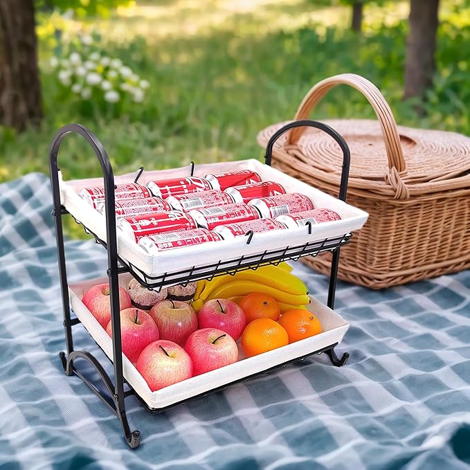 Stackable Candy Display Rack with Canvas Cover|Stackable Candy Organizer|Multi-Function Snack Rack&ampShelf for Chips |Perfect Display Solution for Stores (White Medium)