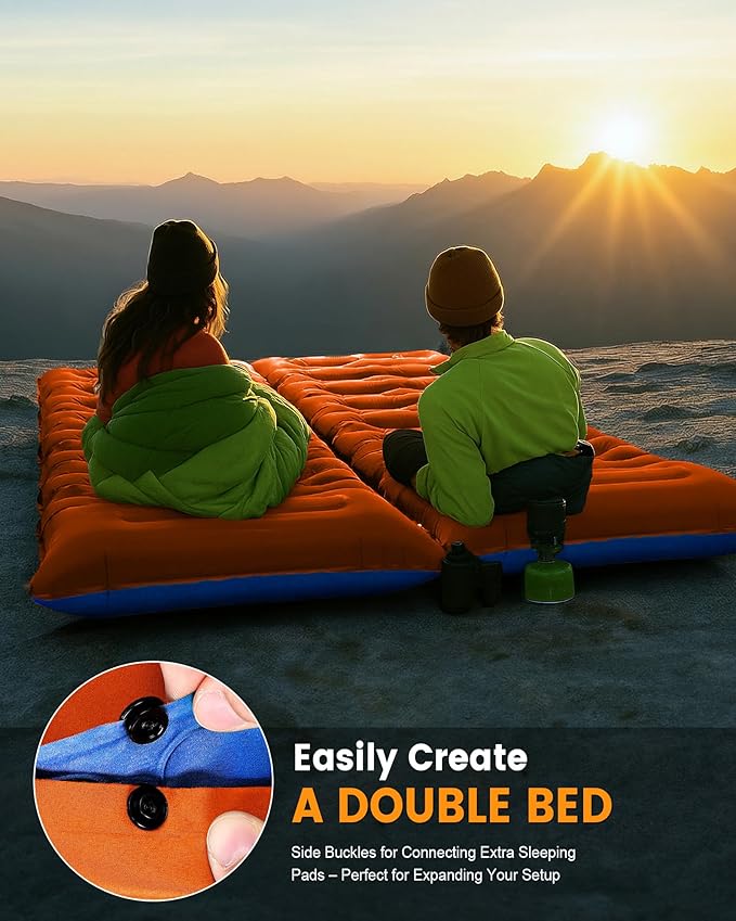 Camping Sleeping Pad5.9 Inch Thick Camping Mat with Built in Pillow and Foot PumpSelf Inflating Sleeping Pad for Camping Backpacking（Green