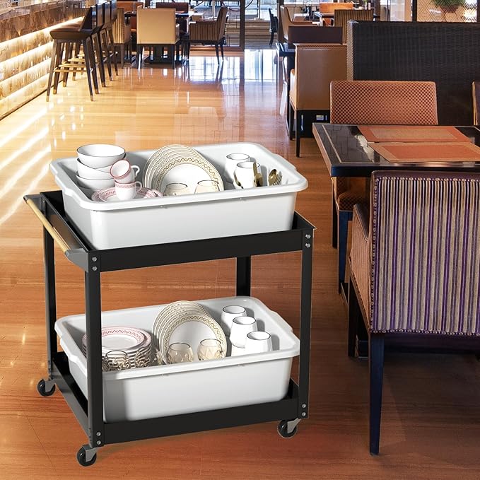 4 Pack Extra Large Bus Tub 32 L White Utility Bus Box Plastic Dish Tub for Restaurant