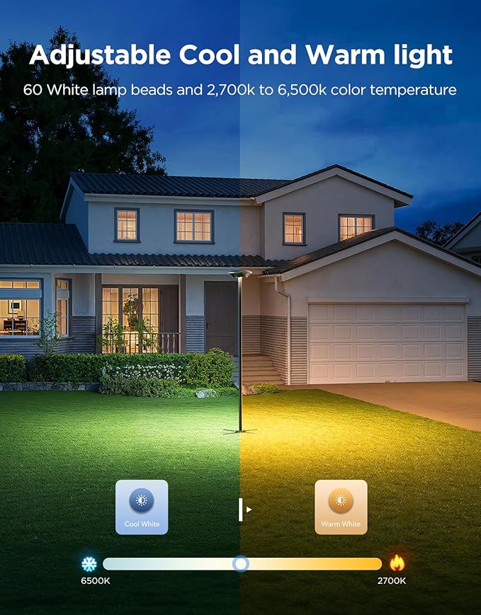 Govee Outdoor Lamp Post Lights 2000LM High White Brightness with 6 Zones RGBIC Lighting Effect for Halloween Decor Double Sensor Integrated IP66 Waterproof Work with Alexa Google Assistant