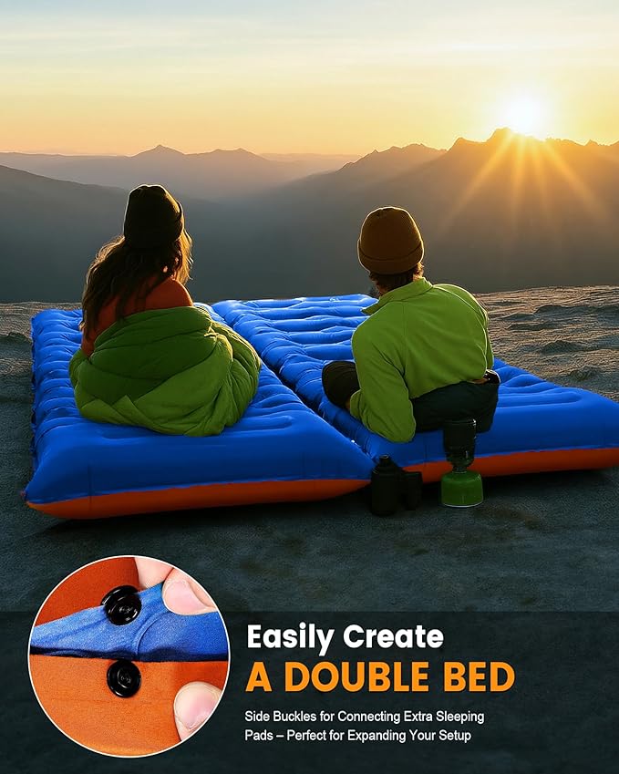 Camping Sleeping Pad5.9 Inch Thick Camping Mat with Built in Pillow and Foot PumpSelf Inflating Sleeping Pad for Camping Backpacking（Green