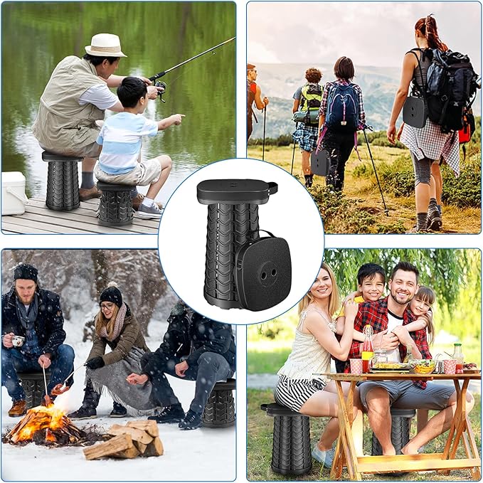 2 Pack Collapsible Stool - Lightweight Folding Stool 485lbs Capacity Portable for Adults Camping Fishing Hiking Outdoor Travel