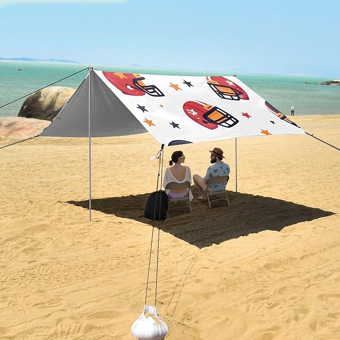 Pattern Rugby Tile Pattern Camping Sun Shelter Beach Tent Portable Beach Sun Shade Outdoor Canopy for Camping Trips Fishing Picnic