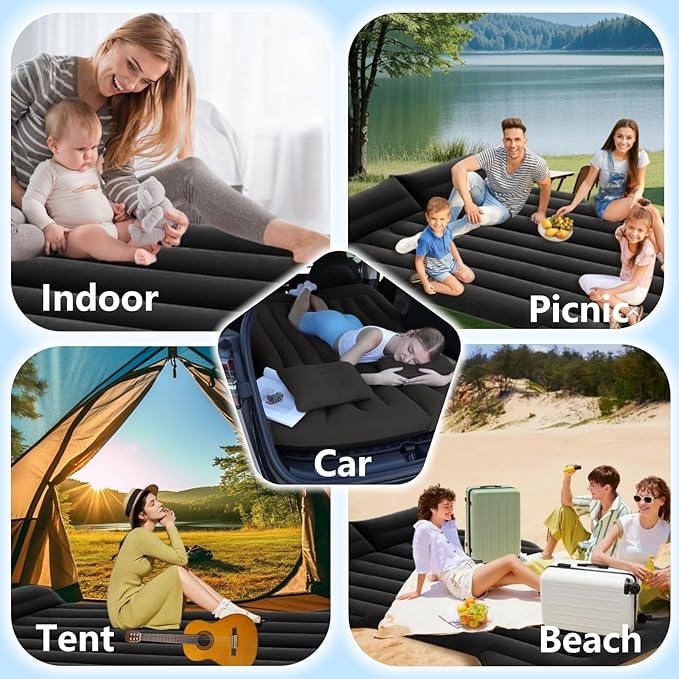 Car Air Mattress Inflatable Bed Compatible with Tesla Model Y Mattress for SUV Truck RV Van Backseat Trunk 6.4 ft Portable &amp Foldable Car AirBed Sleeping Pad for Tent Travel Camping Essentials B
