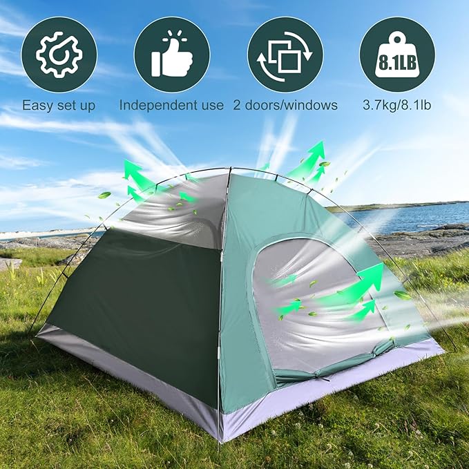 3-in-1 Instant Pop Up Tents for Camping 2/4/6 Person Camping Tent60s Automatic Quick Easy Setup Tent Waterproof Stand Up Family Tents for CampingOutdoor HikingBeach