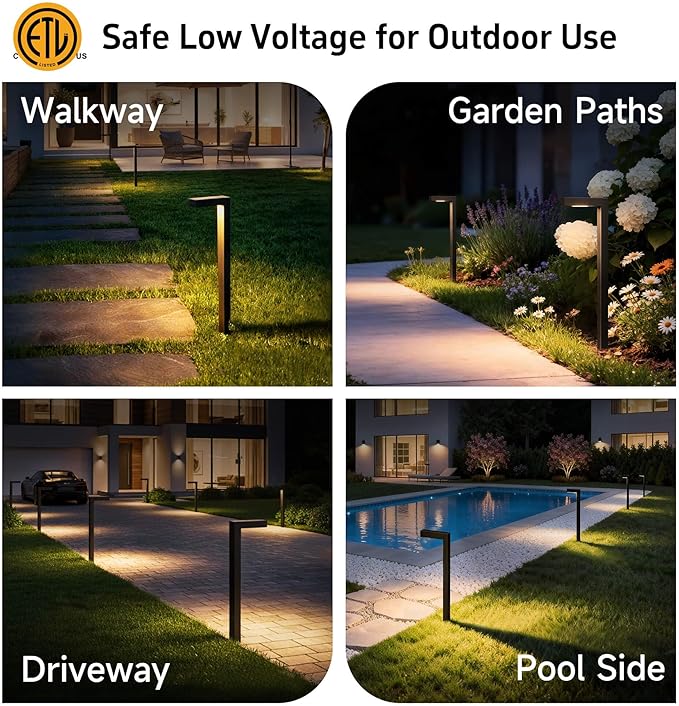Gardenreet Low Voltage Pathway Lights Brass LED Landscape Path Lights Yard Lights Outdoor Waterproof IP65 12V Wired L Shape Bronze for Garden Walkway Without G4 Bulb 4 Pack