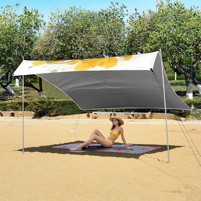 Cute ElephantCamping Sun Shelters 9.2 x 10.5 FT Beach Canopy Tent Sun Shade with Carrying Bag for Camping Trips Fishing Backyard Fun or Picnics 21340409