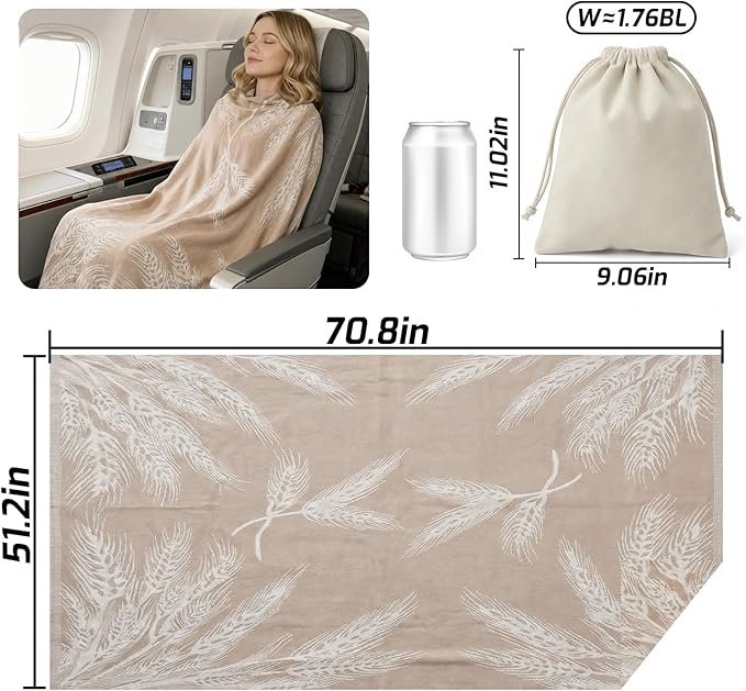 Travel Blanket Airplane - Ultra Soft &amp Lightweight Knit Design Compact Airplane Blanket53x72 InchStylish Travel Shawl Wraps for FlightsOfficeHome UseTravel Essentials &amp Gifts