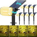 102 LEDs Solar Spot Lights Outdoor Waterproof IP65 [ 4 Modes/8 Pack] Solar Spotlights Adjustable Light &amp Panel Landscape Flood Powered Lights for Yard Garden Pathway Wall Tree(Warm White)