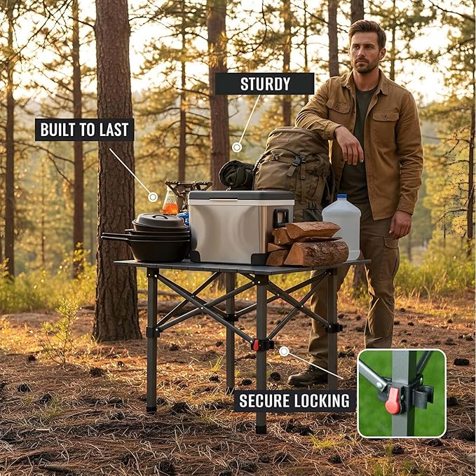 Folding Camping Table Portable Lightweight Beach Tables for Sand Foldable Aluminum Roll-up Folding Square Table for Outdoor Camping Picnic Card Travel