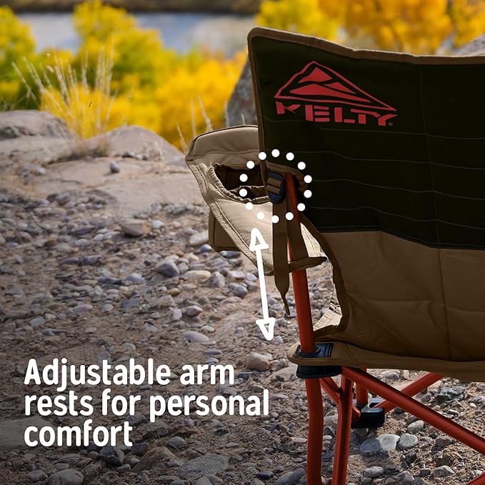 Kelty Deluxe Lounge Chair – Folding Outdoor Camp Chair Insulated Cupholders Customized Recline Steel Frame Padded Roll Storage 2024 (Deep Lake)