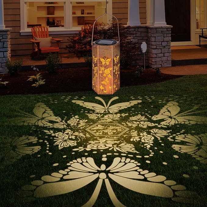Butterfly Solar Lights Outdoor -Mothers Day Gifts for Mom Grandma Birthday Gifts for Women Butterflies Solar Lanterns Outdoor Waterproof Garden Decoration for Outside