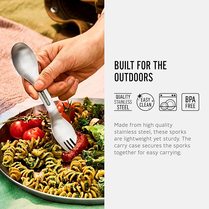 Black+Blum Spork Set of 4 - Stainless Steel Spork Set with as Easy Clean Carry case