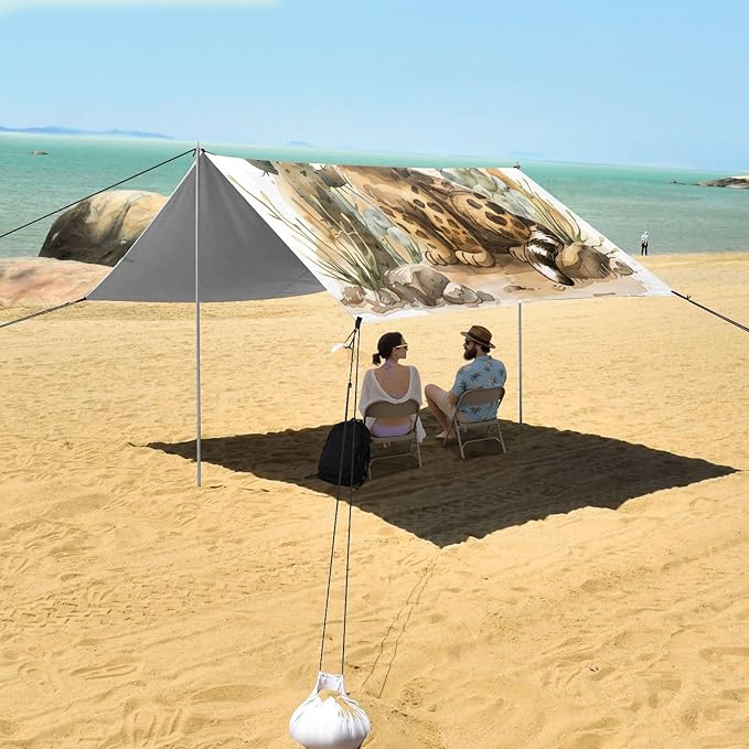 ALAZA Cute Leopard Baby Beach Tent Sun Shelter UPF50+ Protection Beach Shade Canopy w/ 4 Sandbags for Outdoor Camping Fishing Backyard Fun Picnic 10x9 ft