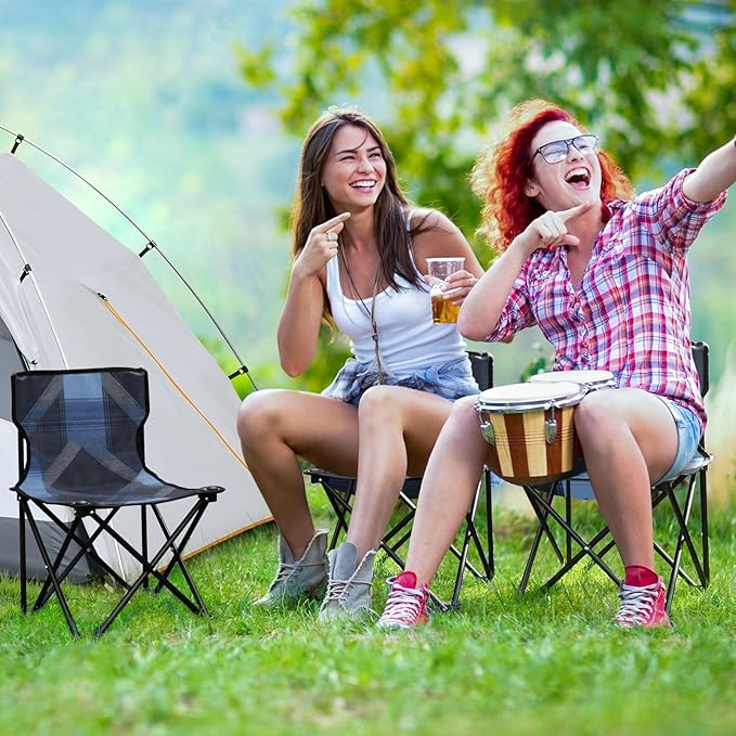 Argyle Plaid Darkslateblue Foldable Heavy Duty Camping Chairs Portable Chairs for Adults Carry Bag Included for Traveling