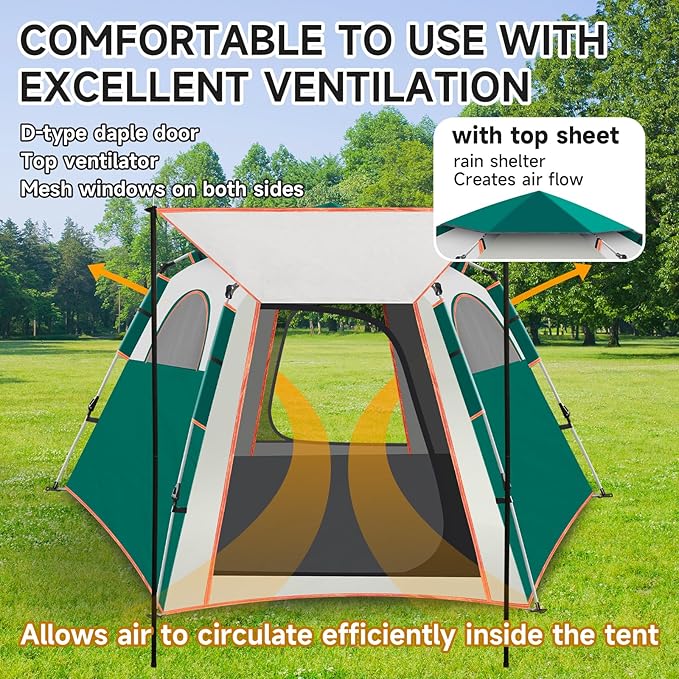 SAN LIKE Camping Tent 2/3/4 Person Instant Easy Pop Up Tents for Camping Lightweight Backpacking Tent Automatic Family Easy Set Up TentPortable Dome Tent for Camping Hiking Traveling