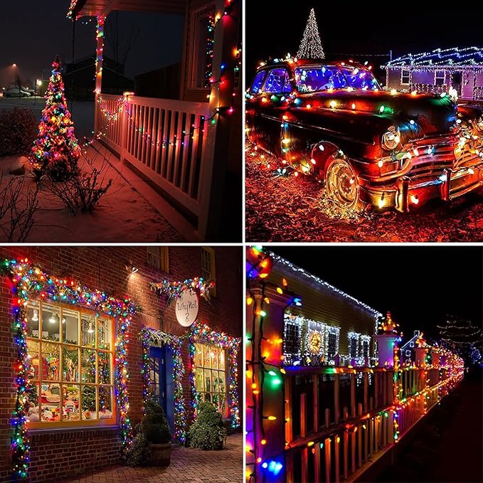 50 LED 21Ft C6 Solar Christmas Lights Outdoor 8 Modes C6 Strawberry String Lights Waterproof Outdoor Christmas Solar Lights for Xmas Tree Wreath Garland Decor