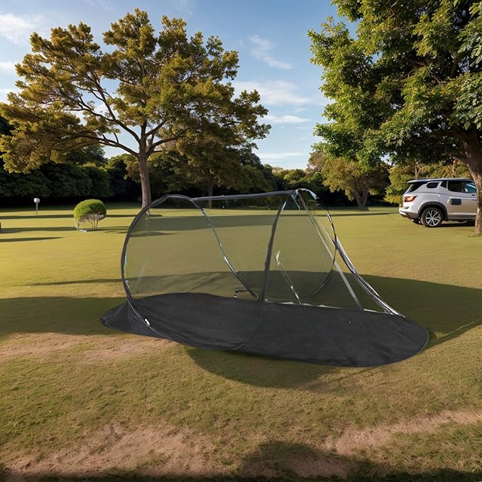 Portable Clear-Top Pop-Up Mosquito Tent with Black Base | Large 78x28x28 Dome for Camping &amp Outdoors | Instant Setup Bug Net