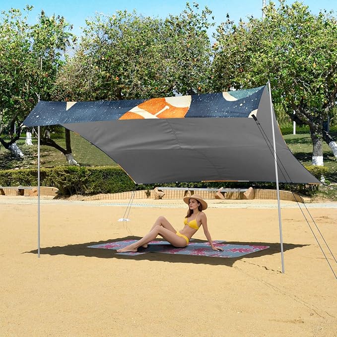 Rugby Pattern (51) Camping Sun Shelter Beach Tent Portable Beach Sun Shade Outdoor Canopy for Camping Trips Fishing Picnic