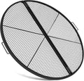 40 Inch X-Marks Fire Pit Grill Grate Round Foldable Fire Pit Cooking Grate Heavy Duty Steel Campfire BBQ Grill Grid with Handles for Outdoor Camping Cooking Black