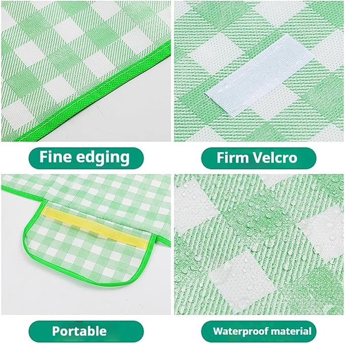 Waterproof Beach Mat - Portable Lightweight Folding Mattress for Outdoor Camping &amp Picnics(Red Grid150-200cm)