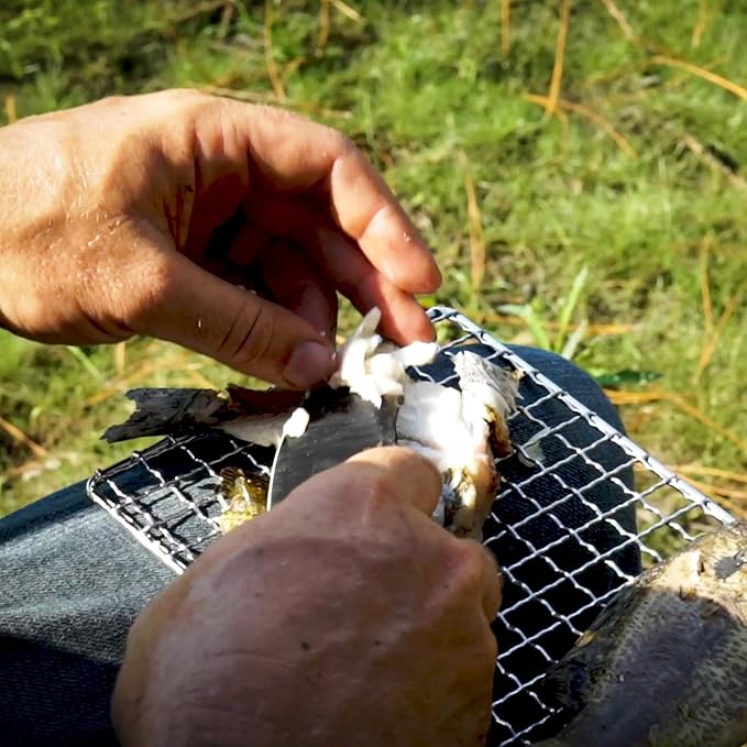 BattlBox Bushcraft Grill Stainless Steel Campfire Cooking Grate (2-Pack) Portable Camping Grate for Fire Cooking BBQ - Canvas Carrying Bag - Welded Mesh Grill Grate - Backpacking Camping Hiking
