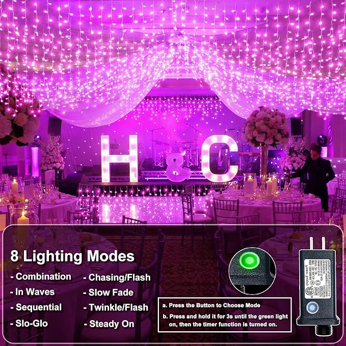 33FT 400 LED Icicle Lights for Outside Christmas String Light with 8 Modes 75 Drops Waterproof Plug in Valentines Lights Outdoor for House Room Yard Party Wedding Xmas Decorations Pink