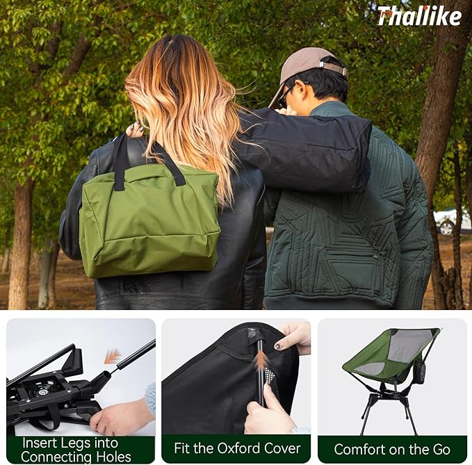 Upgraded 360° Swivel Camping Chair for Adults Portable Folding Chair with Cup Holder Lightweight Compact Backpack Outdoor Chair for Travel Fishing Hiking and Beach