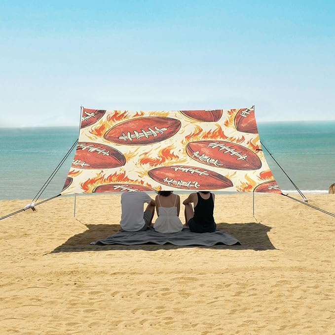 Rugby Pattern (35) Camping Sun Shelter Beach Tent Portable Beach Sun Shade Outdoor Canopy for Camping Trips Fishing Picnic