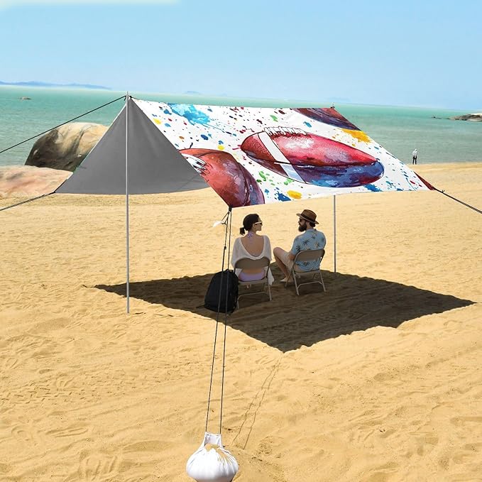 Rugby Pattern (22) Camping Sun Shelter Beach Tent Portable Beach Sun Shade Outdoor Canopy for Camping Trips Fishing Picnic