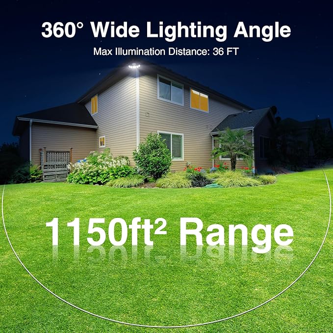 70W LED Flood Lights Outdoor Waterproof IP65 5 Heads Exterior Security Lights 6500K Super Bright Floodlight Fixture Outside Light for House Backyard White