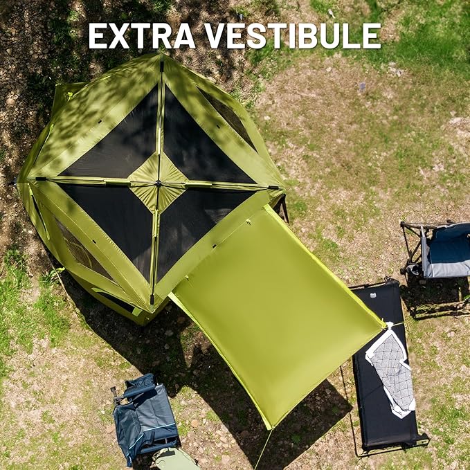 TIMBER RIDGE Camping Tent 4 Person Instant Pop Up Hub Tent with 8 Windows Easy 60 Second Setup Weather Resistant Family Cabin Tents with Rain Fly for Camping Hiking Outdoor Travel