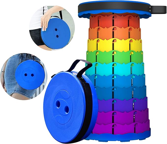 LB 2026 Upgraded Portable Collapsible Retractable Folding Stool Lightweight Telescoping Foldable Camping Stool for Adults for Outdoor Fishing Hiking Gardening Travel BBQ Hunting Indoor Activities