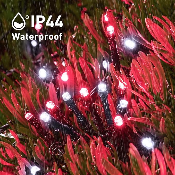 JMEXSUSS 2 Pack Solar String Lights Outdoor Waterproof Total 400 LED 151FT Solar Christmas Lights Outdoor 8 Modes Christmas Light for Outside Patio Yard Tree Decorations Red and White