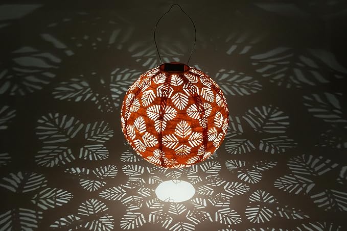 Allsop Soji Stella - Brights Geo Palm - 12 Outdoor Solar Lantern - Clementine