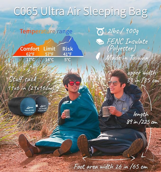 Litume Compact Velvet Lined Sleeping Bag Lightweight Three Season Sleeping Bag Water Repelling Sack for Warm and Cold Weather Comfortable Backpacking Hiking Camping Traveling
