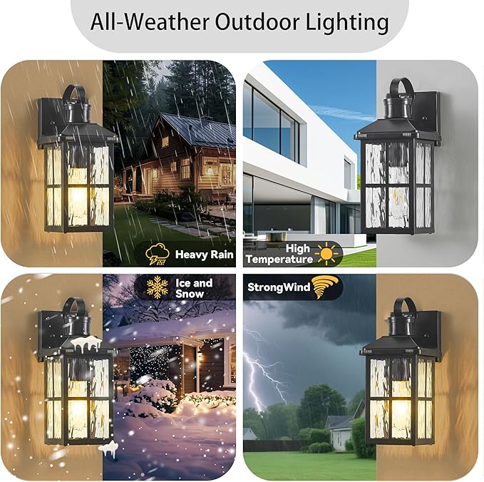 2 Pack Motion Sensor Outdoor Porch Light: Dusk to Dawn Weatherproof Exterior Wall Lights Fixture Black Outside Coach Lamp for House Garage Patio Front Door