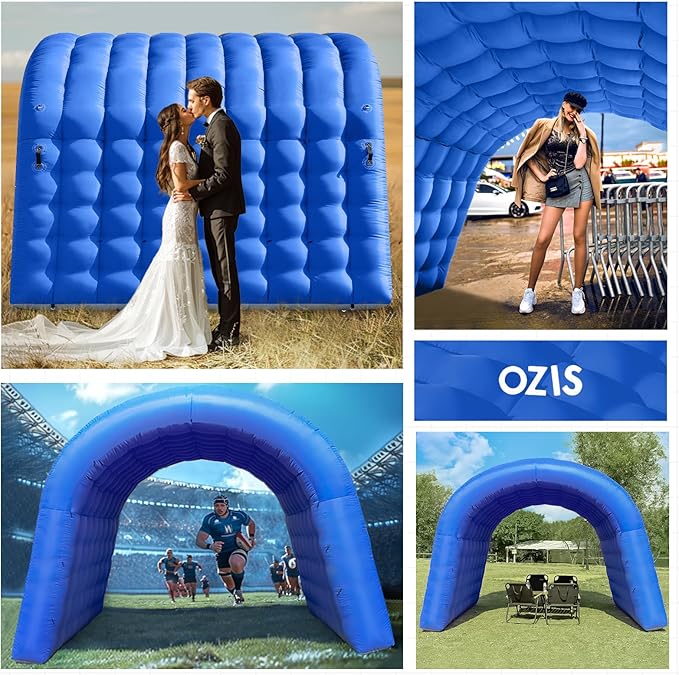 OZIS 10FT Inflatable Tunnel Entrance Sport Tunnel with Blower Inflatable Entryway for Business Advertising Event Exhibition Promotion(Blue10x10x9ft)