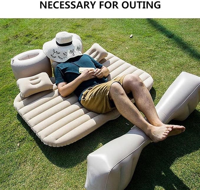 Car Inflatable Mattress SUV Car Camping Sleeping Mat Foldable Anti-Fall Design Wavy Stripes Comfortable Mattress 72 Hours Leakage Test