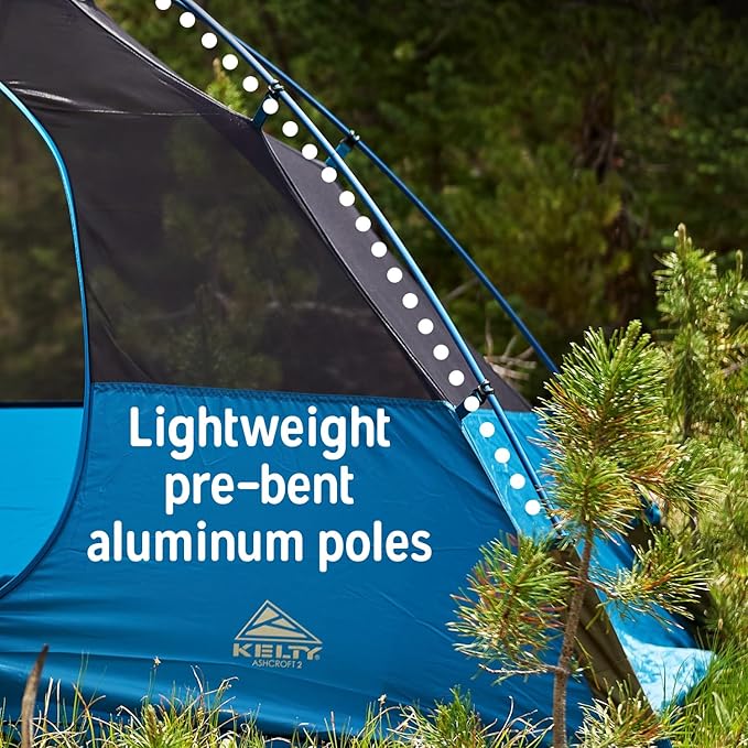 Kelty Ashcroft Camp Tent - 1 2 or 3 Person Camping Shelter with Full Coverage Rainfly Lightweight Aluminum Poles Camping Backpacking Festival Shelter