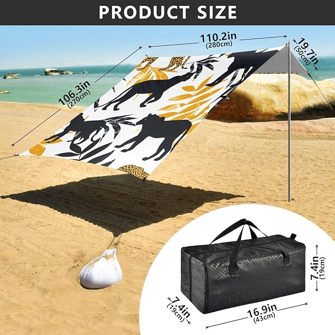 Leopards Camping Sun Shelter Beach Tent Portable Beach Sun Shade Outdoor Canopy for Camping Trips Fishing Picnic